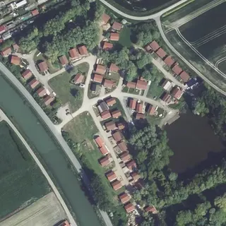 Flygbild över Les cottages finlandais et rives de l'Aa