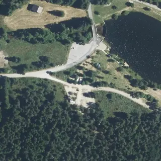 Luftbild von Aire Lac du Bonheur