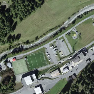 Luftbild von Stellplatz Samnaun