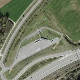 Flyfoto av Aire de repos Porrentruy, A16 Delsberg - Pruntrut