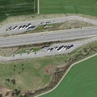 Luftbild von Aire de repos Boécourt, A16 Biel - Pruntrut