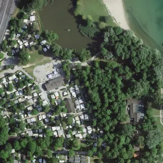 Aerial view of Paradis Plage, Colombier