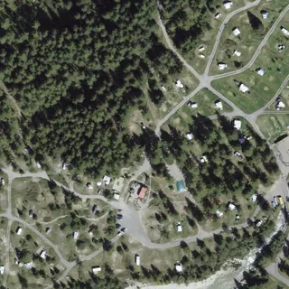Luftbild von Camping des Glaciers
