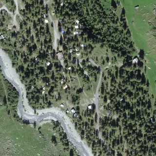 Luftbild von Camping Forêt des Mélèzes et village Sioux